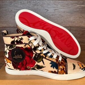 Christian Louboutin Multicolor Floral Velvet High-Top Sneakers